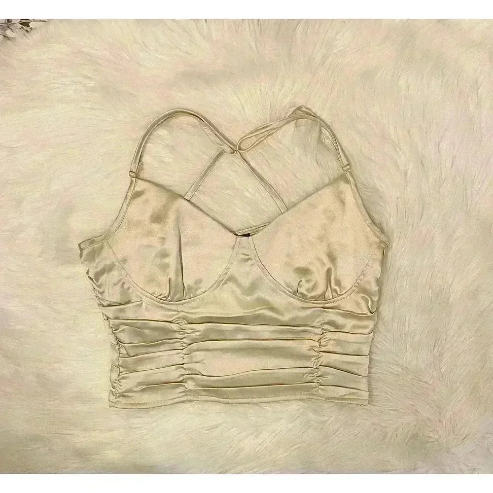 Forever 21 Ruched Satin Criss Cross Cami